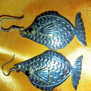 Silver fish earrings